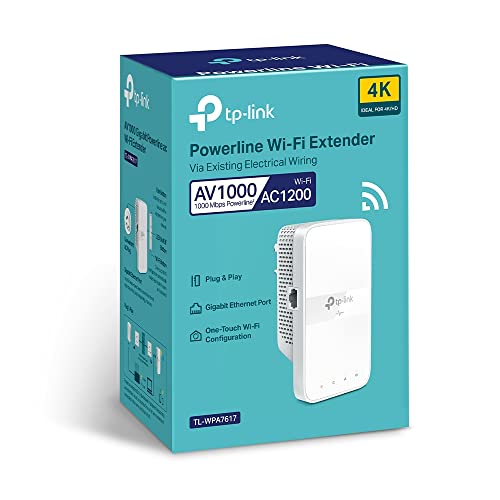 TP-Link AV1000 Gigabit Passthrough Powerline ac Wi-Fi Kit, Dual Band Speed Up to 1200 Mbps, Wi-Fi Extender/Booster, Wi-Fi Auto-Sync, No Configuration Required (TL-WPA7617) (UK Version)