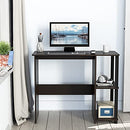 SHW Compact Home Office Desk with Shelves, Espresso