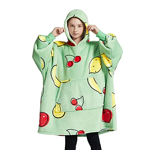 GOMINIMO Kids Comfy, Blanket Hoodie, Wearable Blanket for Women, Comfy Hoodie Blanket, Wearable Blanket Adult, Blanket Hoodie Women, Sweatshirt Blanket, Sweater Blanket (Fruits, Green)