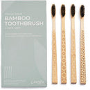 Zenify Earth Bamboo Toothbrush Adult (Set of 4) - Charcoal Infused Soft BPA Free Bristles - Biodegradable Handle - Australian Owned