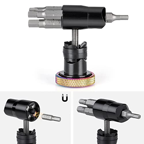 Handlebar End Plugs Multi Tools - Bar End Tool Includes Chain Tool, TORX T25, HEX 3/4/5mm - Bike Tool Kit for MTB/Road Bicycle (rainbow)