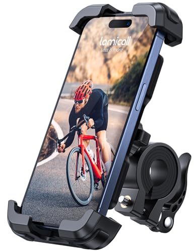 Motorcycle Phone Mount, Bike Phone Holder - Lamicall 2023 Upgrade Adjustable Cell Phone Holder, Bicycle Scooter Handlebar Phone Cradle Clip for iPhone 15 14 Pro Max 13/12 Mini, Galaxy S9, 4.7-6.8"