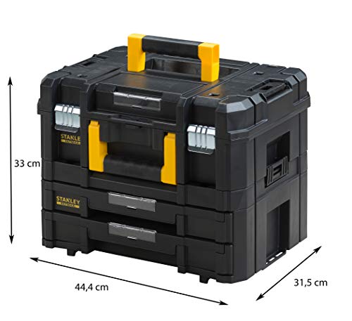 Stanley FatMax Tstak Combination Toolbox - 21.5 L Includes Box with 2 Drawers and Metal Clips - Pack of 1 - FMST1-71981