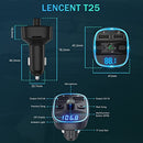LENCENT FM Transmitter, Bluetooth FM Transmitter Wireless Radio Adapter Car Kit with Dual USB Charging Car Charger MP3 Player Support TF Card & USB Disk