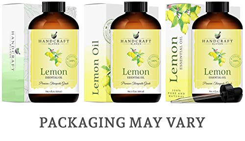 Handcraft Lemon Essential Oil - Huge 4 OZ - 100% Pure & Natural - Premium Therapeutic Grade with Premium Glass Dropper