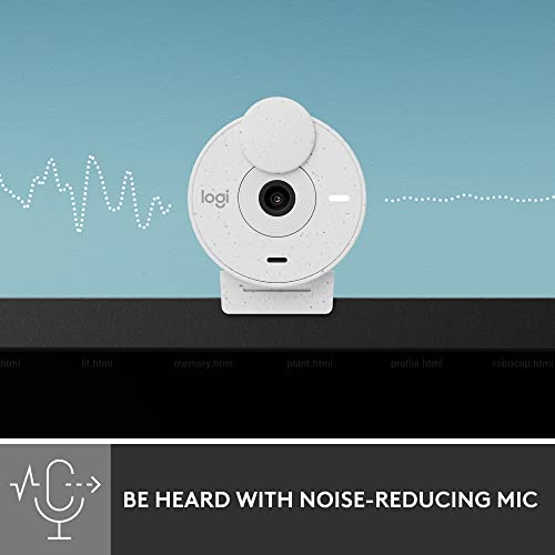 Logitech Brio 300 Full HD Webcam with Privacy Shutter, Noise Reduction Microphone, USB-C, Certified for Zoom, Microsoft Teams, Google Meet, Auto Light Correction - Off White