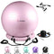 NEUMEE Exercise Ball Chair with Resistance Bands, Yoga Ball Office Chair with Stability Base for Home Gym, Workout Ball for Fitness, Large Size 65 cm (Pink)