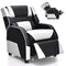 Kids Recliner Chair, Adjustable Recliner Sofa w/Footrest, Headrest & Lumbar Support, w/ Padded Seat, Ergonomic PU Leather Children Armchair for Living & Gaming Room, Racing Style Kids Lounge Couch for Boys & Girls Gift, White & Black