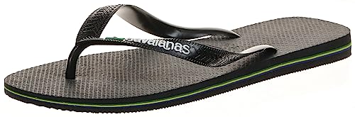 Havaianas Brasil Logo Men's Slippers, Black/black, 11/12 US