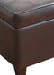 HomePop Leatherette Tufted Square Storage Ottoman with Hinged Lid, Brown