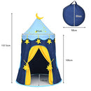 HONEY JOY Kids Play Tent, Foldable Pop Up Playhouse for Children w/Star String Light & Carrying Bag, Indoor Outdoor Castle Tent Playhouse for Parties Celebrations, Portable Play Tent w/2 Mesh Windows