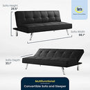 Serta Rane Convertible Sofa Bed, 66.1" W x 33.1" D x 29.5" H, Black