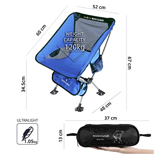 Rock Cloud Ultralight Portable Camping Chair - Compact Folding Chair for Outdoor, Hiking, Picnic, Garden, Backpacking, Lawn, Beach