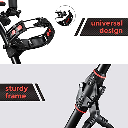 Electric Golf Trolley Foldable Push Golf Buggy Cart 3 Wheel 3 Distance Control LED Display- Black & Red