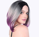 aSulis Ombre Wigs Short Bob Hair Wigs Purple Colorful Party Wig for Women Natural + Free Wig Cap 13" 190g