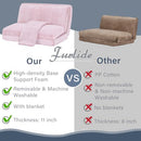 Furlide Foldable Bean Bag Bed, Folding Sofa Bed with Blanket, Foam Filling Wall Sofa Bed, Faux Fur Sleeper Sofa Couch Bed for Bedroom/Living Room/Balcony (Pink)