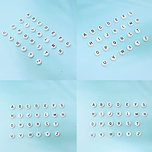 Honbay 600PCS 4x7mm White Acrylic Round Alphabet Beads Letter Beads for Jewelry Making, Bracelets, Necklaces, Key Chains and Kids Jewelry