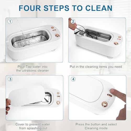 Glasses Jewelry Cleaner Ultrasonic Machine - Portable Professional Ultrasonic Cleaner for Cleaning Jewelry Eyeglasses Watches Shaver Heads.