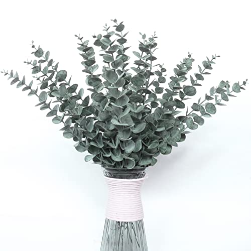 12pcs 18"/45cm Eucalyptus Stems Artificial Eucalyptus Leaves Faux Greenery Branches for Wedding Bouquet Centerpiece Flower Floral Arrangement Farmhouse Home Office Decor