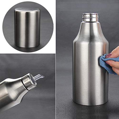 Oil Dispenser Bottle,Stainless Steel Olive Oil/Vinegar/Sauce Dispenser Cruet with No Drip Pouring Spout,17 oz/500ML