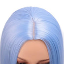 Ladies Medium Length Straight Hair Synthetic Bob Wig (Blue)