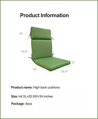 BOSSIMA Indoor Outdoor High Back Chair Cushions Replacement Patio Chair Seat Cushions Set of 4 (Olefin Light Grey)