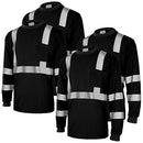 Amylove 4 Pcs Long Sleeve Reflective Safety T Shirt High Visibility Safety Shirts with Reflective Strips Men Women, Black, One Size-Large