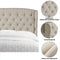 Rosevera Givanna Adjustable Heigh Headboard with Linen Upholstery and Button Tufting for Bedroom, King, Beige