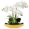 Briful Orchids Artificial Flowers 15" White Phalaenopsis Orchid with Pots Real Touch Faux Orchid Flower for Home Office Bedroom Table Centerpiece Desk Decor