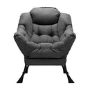 HollyHOME Modern Fabric Large Lazy Chair, Accent Oversized Comfy Reading Chair, Thick Padded Cozy Lounge Chair with Armrest, Steel Frame Leisure Sofa Chair for Living Room, Bedroom, Dorm, Dark Grey