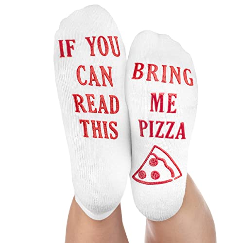 Haute Soiree Women's Novelty Socks - “If You Can Read This, Bring Me Some” - One Size Fits All, Pizza, One size