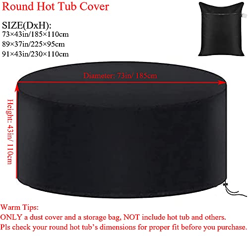 UCARE Hot Tub Cover Waterproof Outdoor Portable Round Inflatable Hot Tub Spa Cover Protector Bathtub Pool Garden Furniture Dust Covers (73×43in/ 185×110cm)