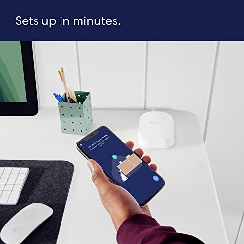 Amazon eero 6+ dual-band mesh Wi-Fi 6 router, with built-in Zigbee smart home hub and 160 MHz client device support