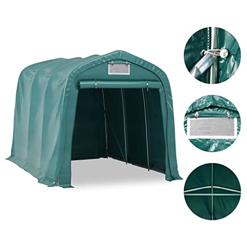 vidaXL Garage Tent Outdoor Structure Garden Lawn Patio Backyard Canopy Carport Tent Car Gazebo Vehicle Storage Marquee Tool Shed PVC Green