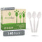 100% Compostable Disposable Spoons Biodegradable Cutlery Set - 140 Large Utensils (6.5 in.) EcoFriendly Durable and Heat Resistant with Convenient Tray by Ecovita