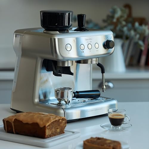 Breville Barista Max Espresso Machine | Latte & Cappuccino Coffee Maker with Integrated Bean Grinder & Steam Wand | 2.8 L Water Tank | 15 Bar Italian Pump | Stainless Steel