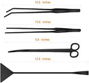 Aquarium Aquascape Tools Kits, 4 in 1 Anti-Rust Aquatic Plant Aquascaping Tool Stainless Steel Black Tweezers Scissors Spatula for Aquarium Tank Clean Aquascape Tools Sets (Black)