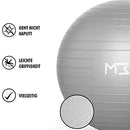 Mode33 Exercise Ball - 55 to 85cm Extra Thick Anti-Burst Yoga Ball with Hand Pump - Gym Ball for Fitness, Pilates, Pregnancy, Labour, Birthing Ball, Swiss Ball – multiple colours (M (65cm), Silver)