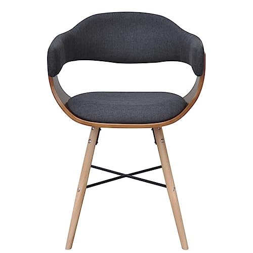 vidaXL 2X Dining Chair Sold Wooden Legs Fabric Grey Armchair Cafe Kitchen