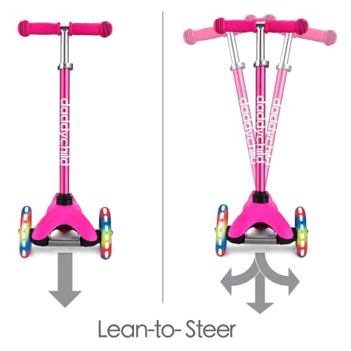 3 Wheel Scooters for Kids, Kick Scooter for Toddlers 2-6 Years Old, Boys and Girls Scooter with Light Up Wheels, Mini Scooter for Children (Pink)