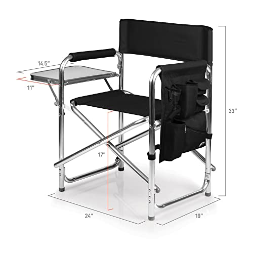 Picnic Time ONIVA - a Brand - Sports Chair with Side Table, Beach Chair, Camp Chair for Adults, (Black)
