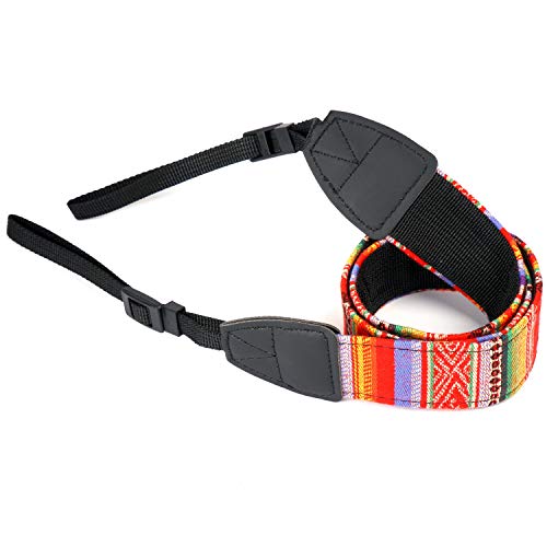 WANBY Camera Strap Canvas Rainbow Neck Shoulder Strap with Quick Release Buckles for DSLR SLR
