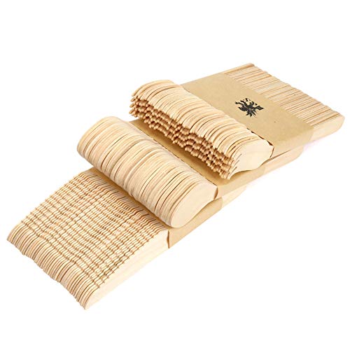 H&S 150pcs Wooden Cutlery Set Disposable Biodegradable Wood Eco Friendly for Party - 50 Forks, 50 Knives, 50 Spoons