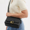 Soft Tabby Leather Shoulder Bag with Removable Crossbody Strap - Black