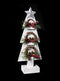 SHATCHI Christmas Holiday Home Décor Battery Operated Wooden Tree Tabletop Centrepiece with Wreath and 15 Small Warm White Bulbs – (Grey/Red/Green), 80cm, Wood, 25 x 10 x 80H cm