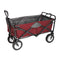 MacSports Classic Collapsible Folding Outdoor Utility Wagon | Heavy Duty Wheelbarrow Cart w/Wheels for Groceries, Sports Equipment, Gardening, Camping, Tailgating | Two-Tone (Wine/Gray)