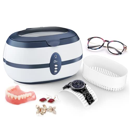 Ultrasonic Cleaner Ultrasonic Cleaning Device Glasses Cleaner 600 ml Ultrasonic Device for Glasses Jewellery Watches Dentures Rings Ultrasonic Bath 40,000 Hz 35 W Timing Ultrasonic Cleaner (600 ml)