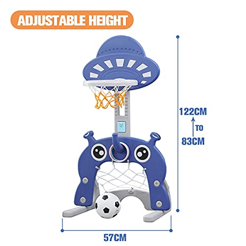 Kids Basketball Hoop Set Stand 5-in-1 Sports Activity Centre Indoor Outdoor