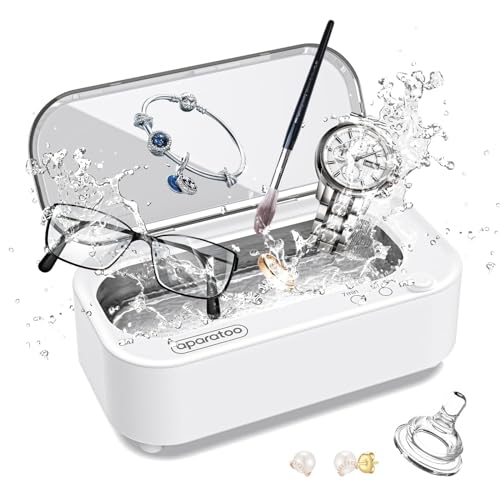 Ultrasonic Jewelry Cleaner, 48khz Professional Jewelry Cleaning Machine, 350ml Stainless Steel Ultrasonic Cleaning Machine for Jewelry Eyeglasses Watches Dentures Coins Instruments