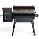 KingChii 2023 Upgrade Portable Wood Pellet Grill Multifunctional 8-in-1 BBQ Grill with Automatic Temperature Control Foldable Leg for Backyard Camping Cooking Bake and Roast, 456 sq in Bronze